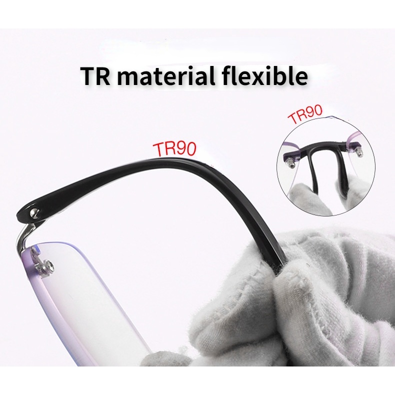 Kính chống lão thị thời trang màu xanh lam cho nam và nữ Kính đọc sách không khung vật liệu TR【+100° to +400°】
