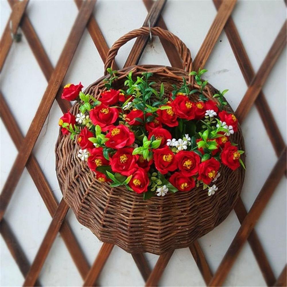 YIYU Giỏ Mây Trồng Cây Treo Tường Trang Trí Phong Cách Retro