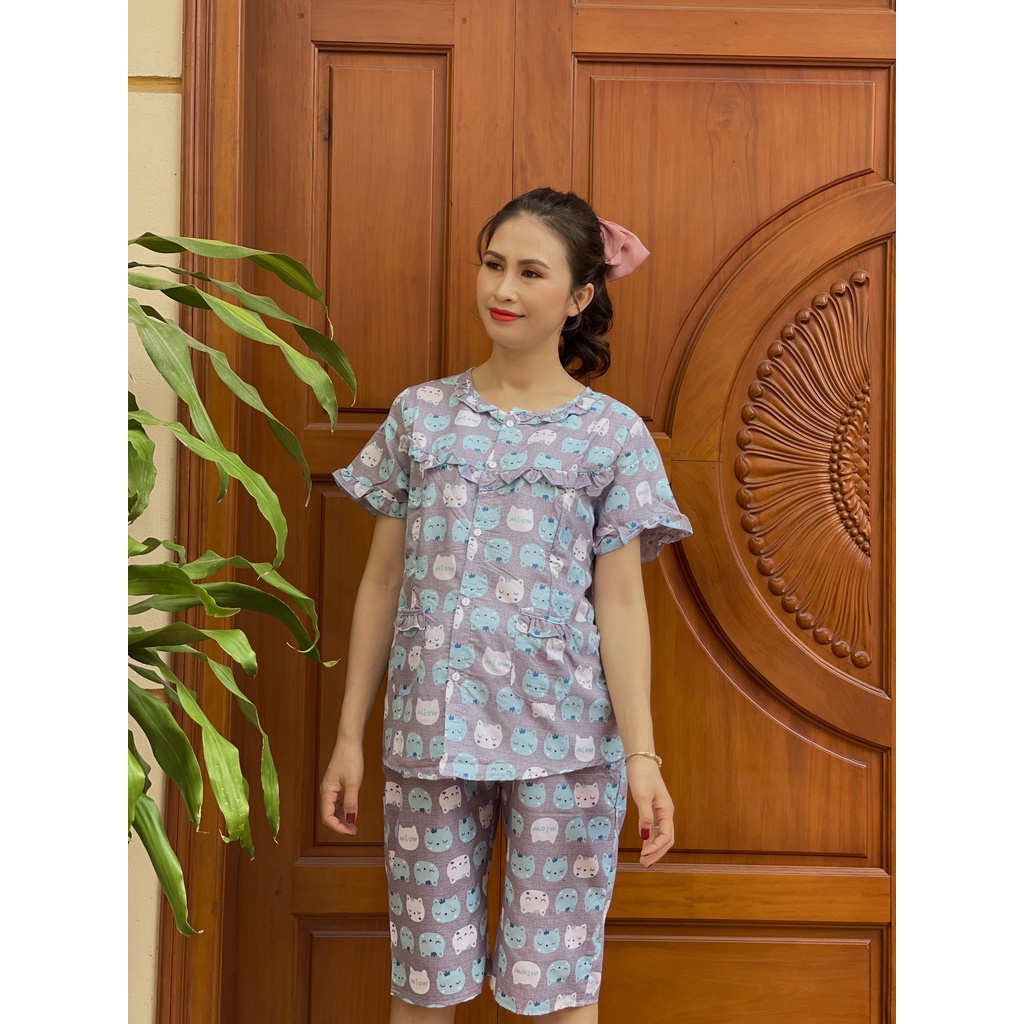 Bộ đồ bầu LỬNG KATE với thiết kế họa tiết siêu xinh áo có khóa cho con bú XẢ KHO