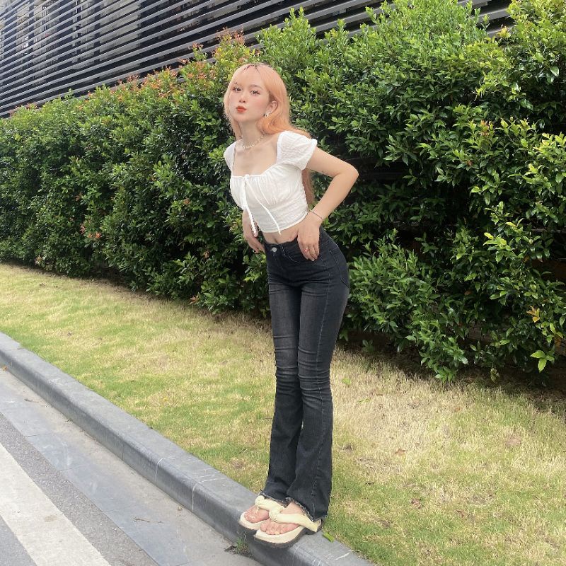 Áo Chloe croptop rút dây buộc nơ ngực