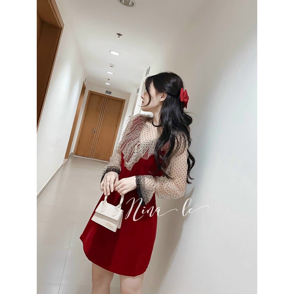 Đầm Xinh dạo phố đi tiệc đi chơi màu đỏ dễ thương