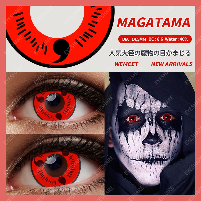 D'ORELLA 1 Cặp NARUTO Phim Hoạt Hình Naruto Cosplay Mắt Mỹ Phẩm Kính áp tròng đầy màu sắc Kính áp tròng Halloween Điên kính Màu mắt Mắt đỏ Kính áp tròng Phụ kiện anime cho mắt