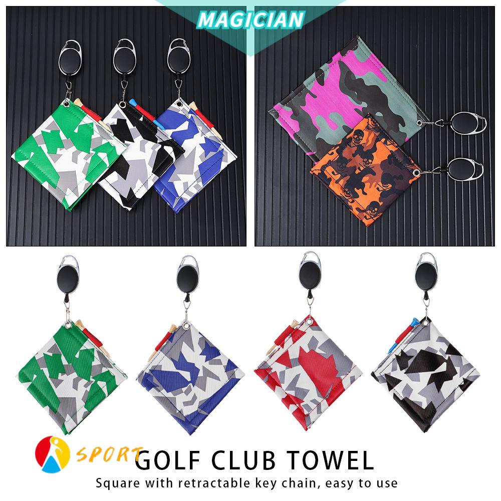 🔸MAGIC🔹 Portable Golf Towel Waterproof Material Head Cleaning Ball Cleaner Mini Facecloth Fashionable Keychain Buckle Surface Square Sports  Washcloth