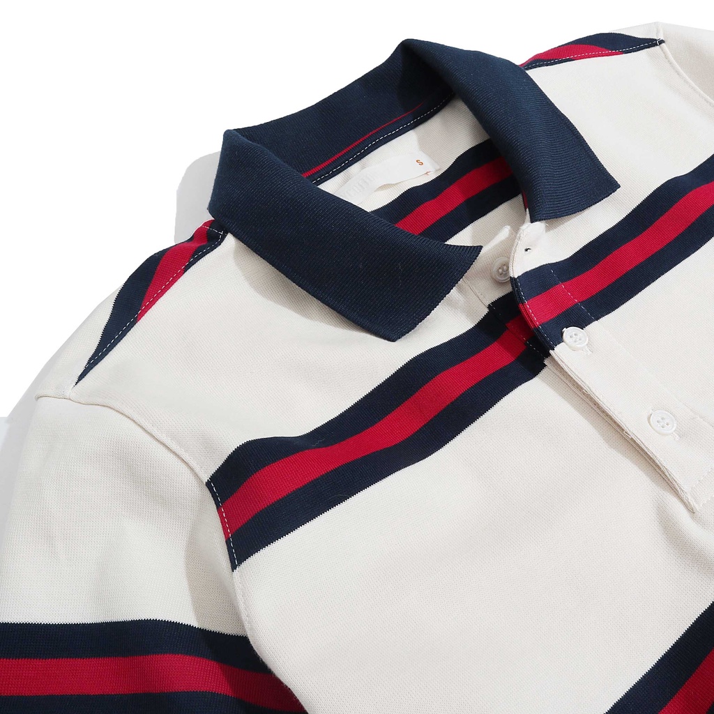 Áo Thun Polo Nam Cổ Bẻ Sọc Xanh Đỏ BY COTTON Red Navy Stripe Polo | BigBuy360 - bigbuy360.vn