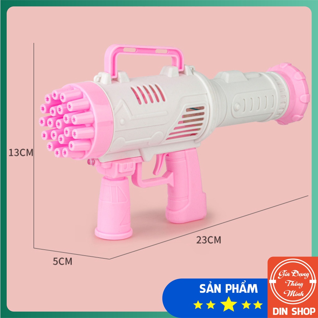 Súng Bắn Bong Bóng Xà Phòng 21 Nòng 👑GIÁ HỦY DIỆT👑 Súng Thổi Bong Bóng Chạy Bằng Pin Siêu Mạnh An Toàn Cho Bé Din Shop