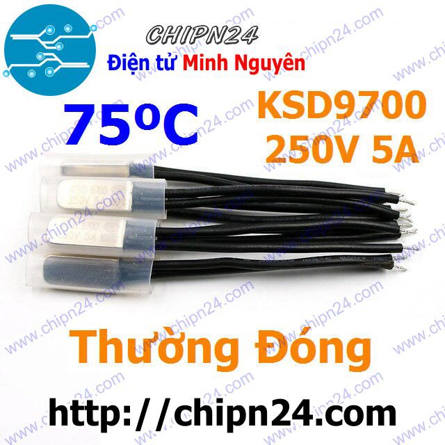 [1 CÁI] (F73) Cầu Chì Nhiệt KSD9700 Thường Đóng 75 Độ Kim Loại (5A 250VAC)