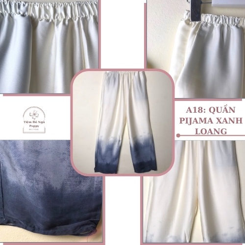 Bộ mặc nhà nữa Mango cao cấp quần dài POPPY-XANH LOANG | BigBuy360 - bigbuy360.vn