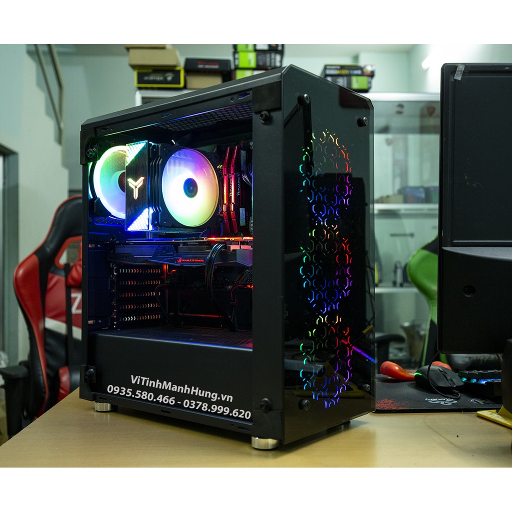 Máy ráp Core I7 8700, Giga B360M Aorus, Asus GTX 1070 Strix, Ram 16G, SSD 256G NVME.