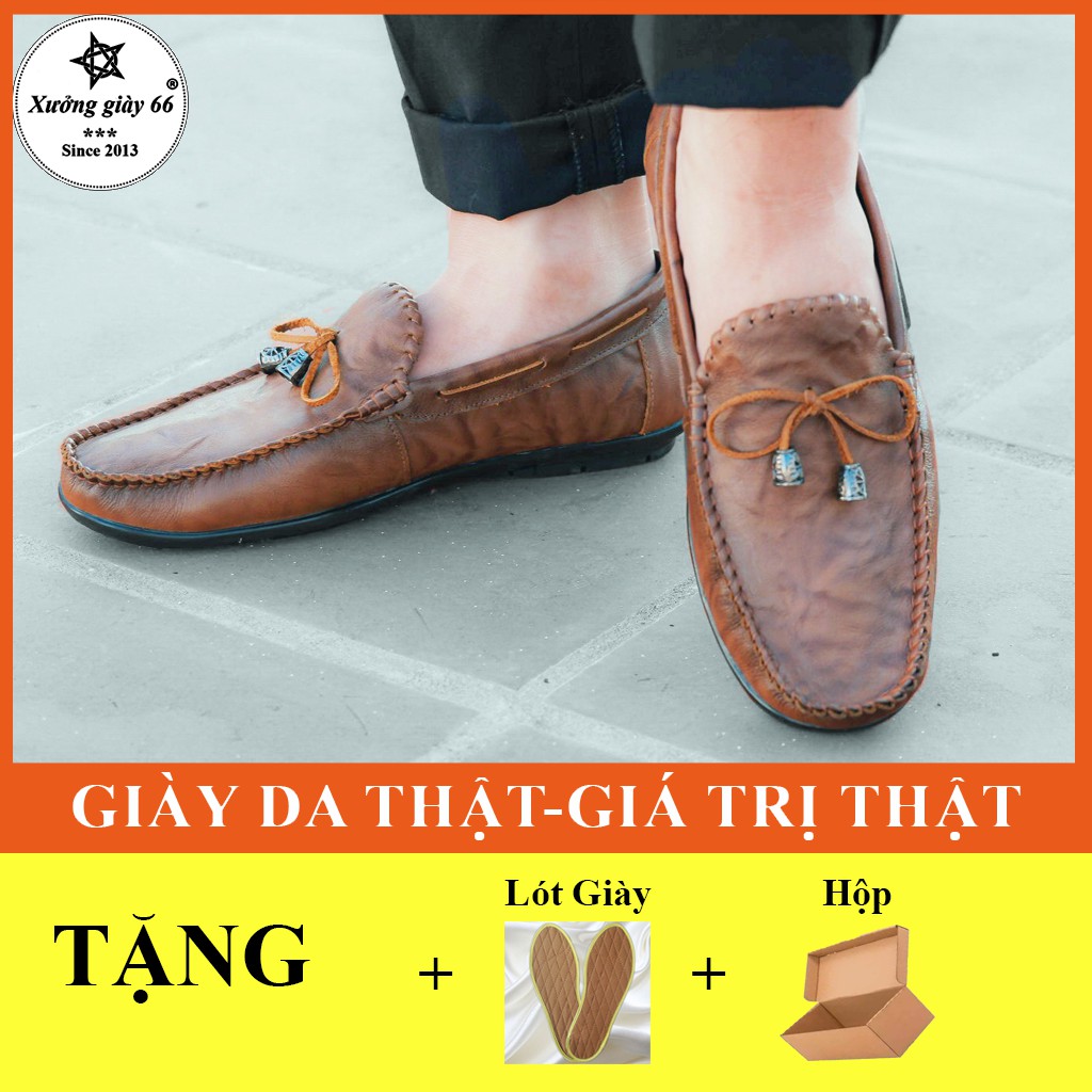 [ TẶNG XI ] Giày Lười Da Bò Thời Trang Công Sở Trẻ Mẫu Cực Đẹp Đế Cao Su Êm Cực Bền