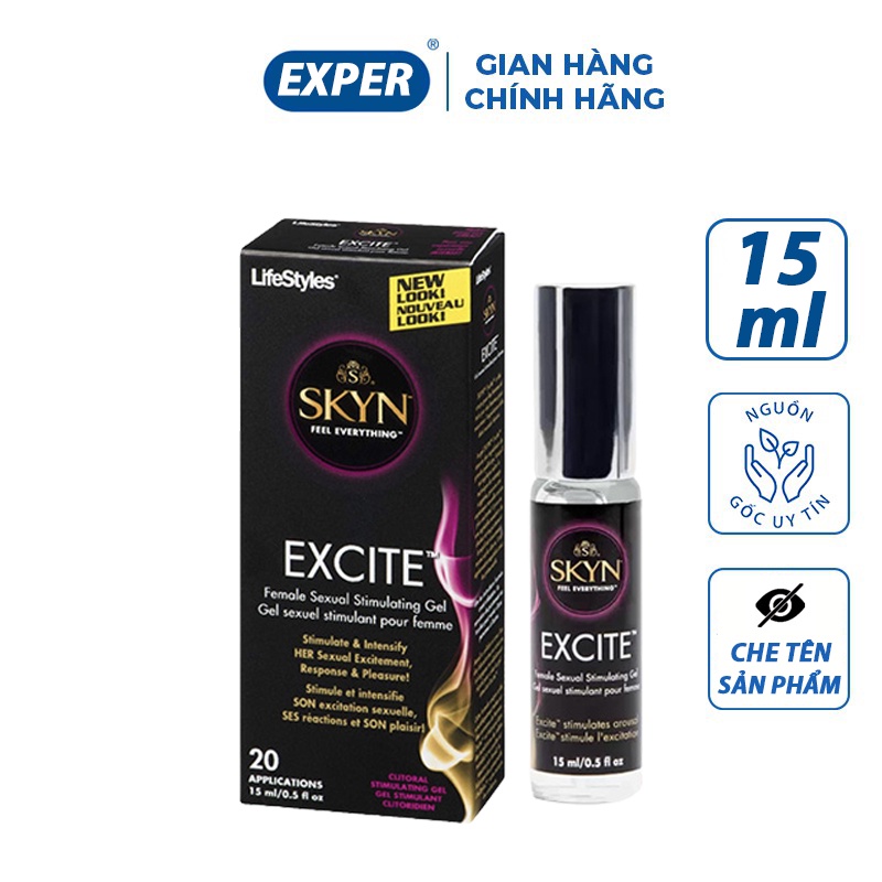 Gel bôi trơn Lifestyle EXCITE SKYN 15ml, gel bôi trơn tăng khoái cảm cao cấp cho nữ