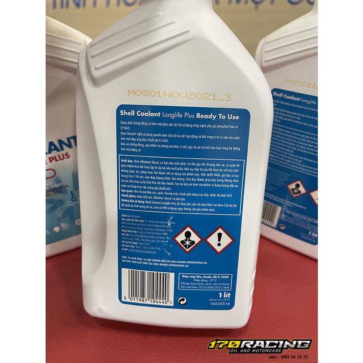 (HCM) Nước Làm Mát SHELL COOLANT LONGLIFE PLUS READY TO USE Dung Tích 1000 ML