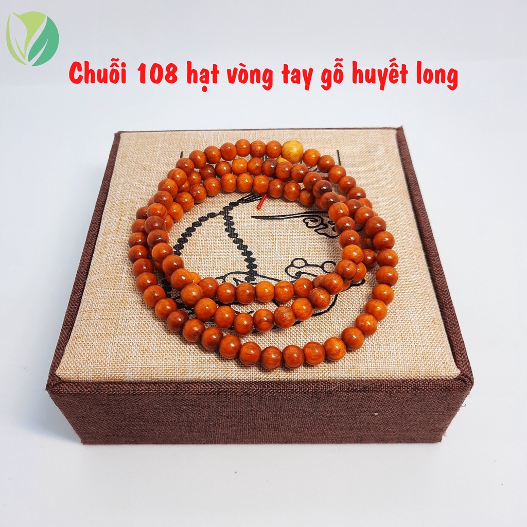 Chuỗi tràng hạt 108 cỡ hạt 6 ly, vòng tay gỗ huyết long cao cấp đã được Khai Quang Trì Chú