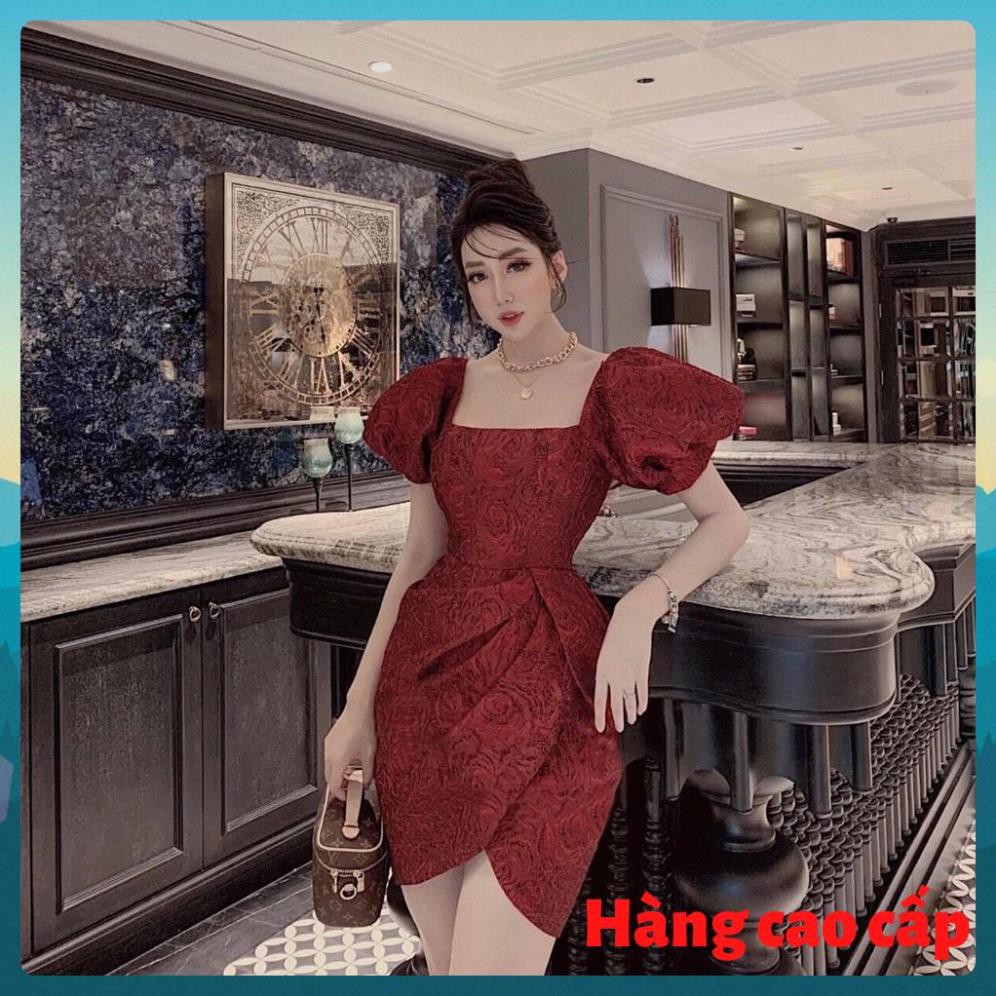 (Hàng cao cấp) Đầm gấm cổ vuông dự tiệc sang trọng quý phái Ema Dress | BigBuy360 - bigbuy360.vn