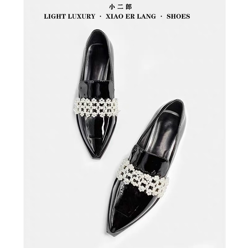 Giày thiết kế local Trung Xiaoerlang gót pha lê đính đá