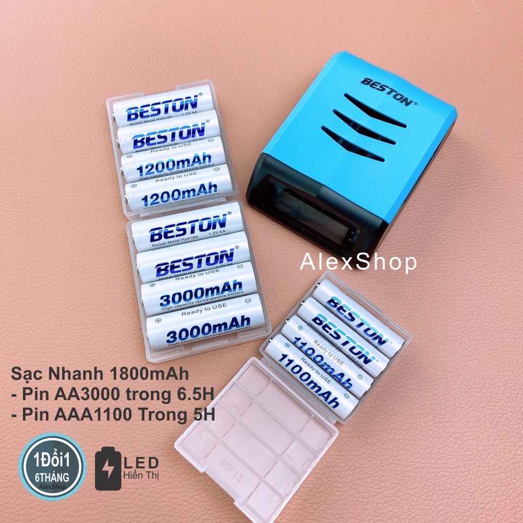 [C9001] Bộ 4 Pin Sạc BESTON AA/AAA 3300/3000/1200/1300/1100 Pin Sạc Hoặc Kèm Sạc C9001