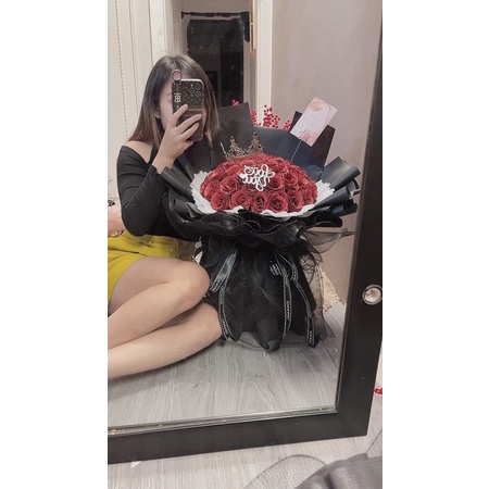 Bó hoa nhũ 50bông bó giấy Xốp Hàn xịn. Tặng full phụ kiện