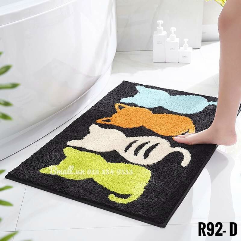 Thảm lau chân, thảm chùi chân lông cừu đế cao su chống trơn trượt, siêu thấm cao cấp - 40cm x 60cm