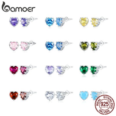 Đôi bông tai BAMOER bạc 925 đính đá thời trang cho nữ
