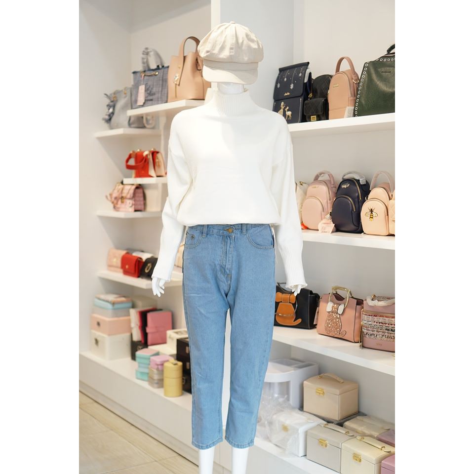 Áo len mịn cổ cao 466 trắng | BigBuy360 - bigbuy360.vn