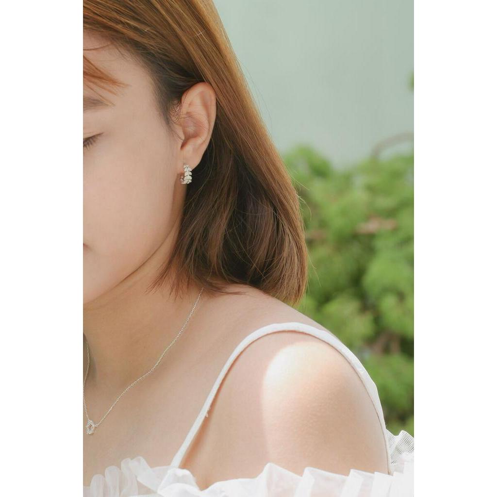 Bông tai bạc Bling It lá ô liu hạt đá BIBT426