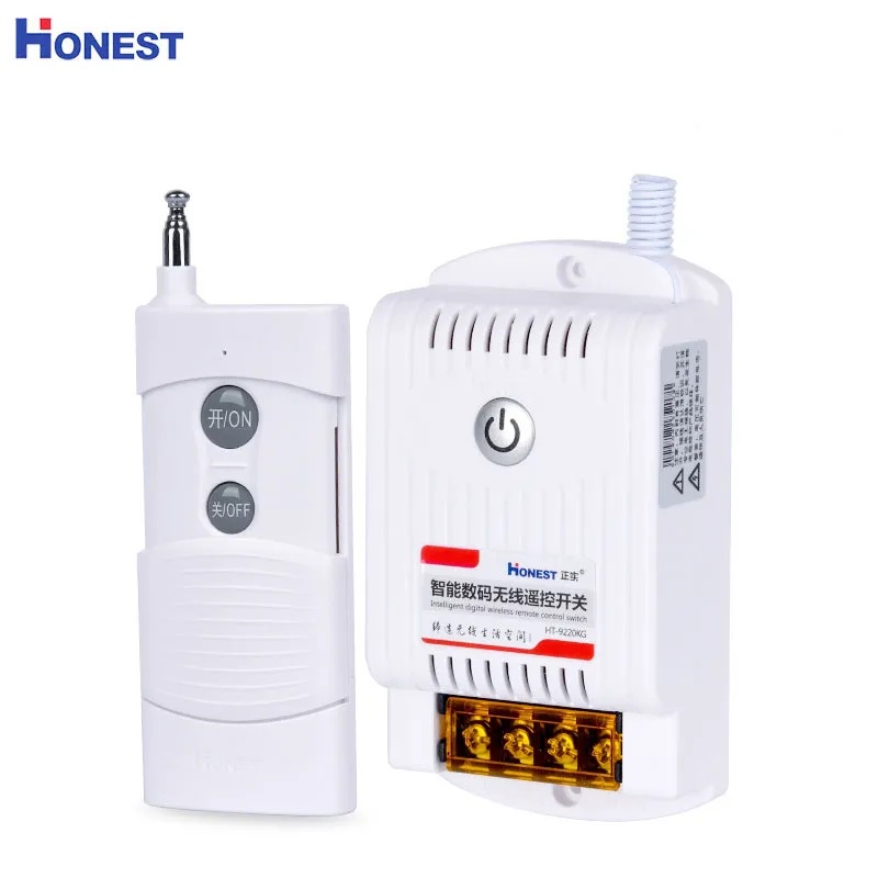 Công tắc điều khiển từ xa RF 40A/220V Honest 9220KG  Bật Tắt Máy bơm 1Km Mẫu mới 2021 thay thế 6220KD, RF315 Mhz