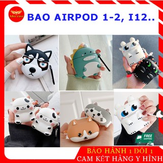 Bao silicon bảo vệ tai nghe Airpods1/ 2, i12 Case đựng airpod, airpod2 kèm móc khóa treo tiện lợi nhiều màu