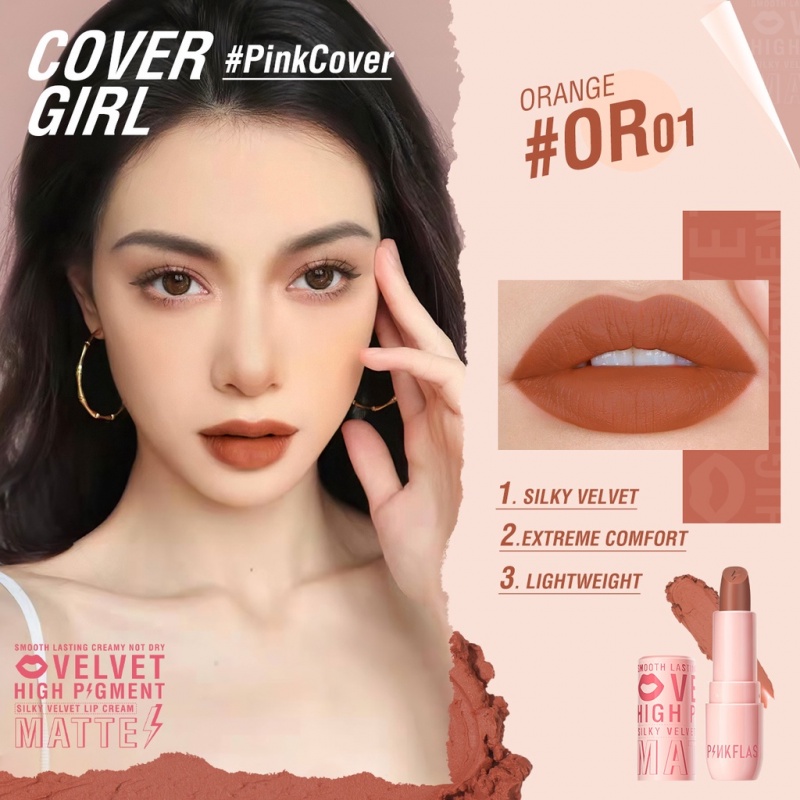 Pinkflash #Son lì mềm mịn như nhung sắc tố cao không khô môi