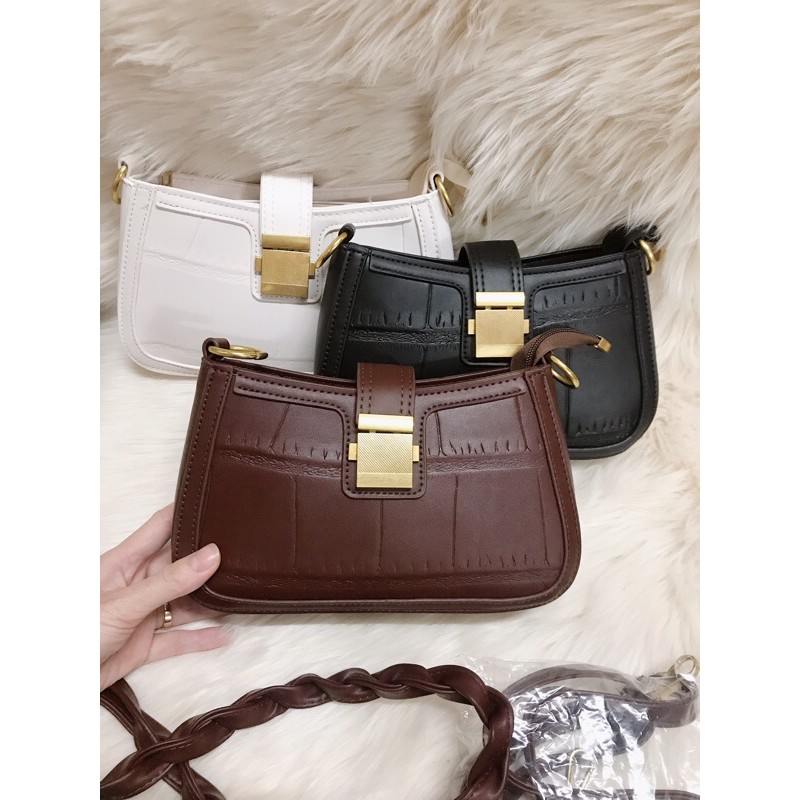 Túi da vân sần đeo chéo, đeo vai S029