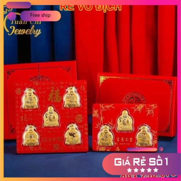 ⚡LOẠI 1⚡Bộ Thần Tài Ngũ Phúc Lâm Môn Vàng 24k Cao Cấp, Quà Tết Sang Trọng Và Đẳng Cấp, Tặng Hộp Nhưng Túi Đỏ Xịn