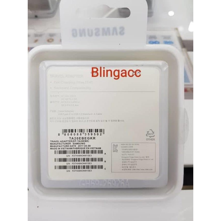 Củ Sạc Nhanh Loại C Cho Samsung S8 / Note 8 / A3 A5 A720