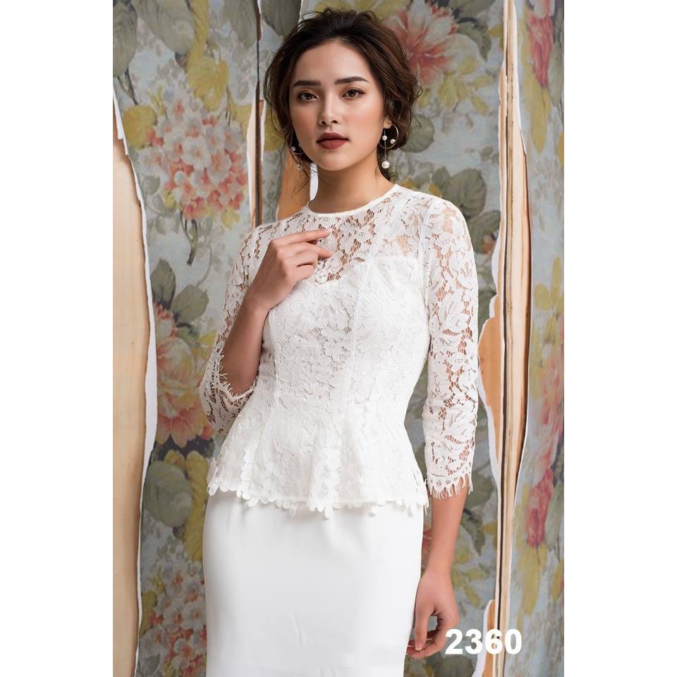 Đầm công sở peplum phối ren
