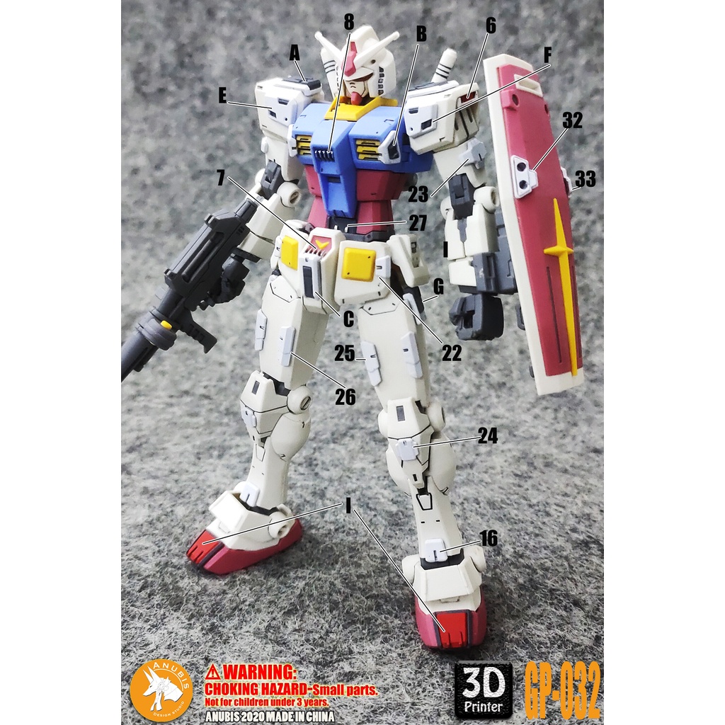 PHỤ KIỆN MOD - CHI TIẾT NHỰA MÔ HÌNH IN 3D CHO MÔ HÌNH HG 1/144 RX-78-2 - GP032