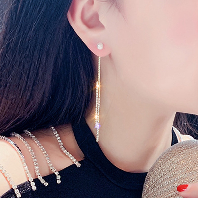 Đôi Khuyên Tai Dài Đính Ngọc Trai S925 Thời Trang Cho Nữ