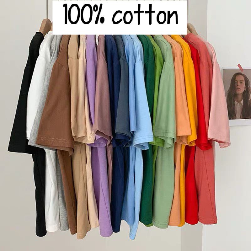 Áo thun trơn tay lỡ form rộng unisex