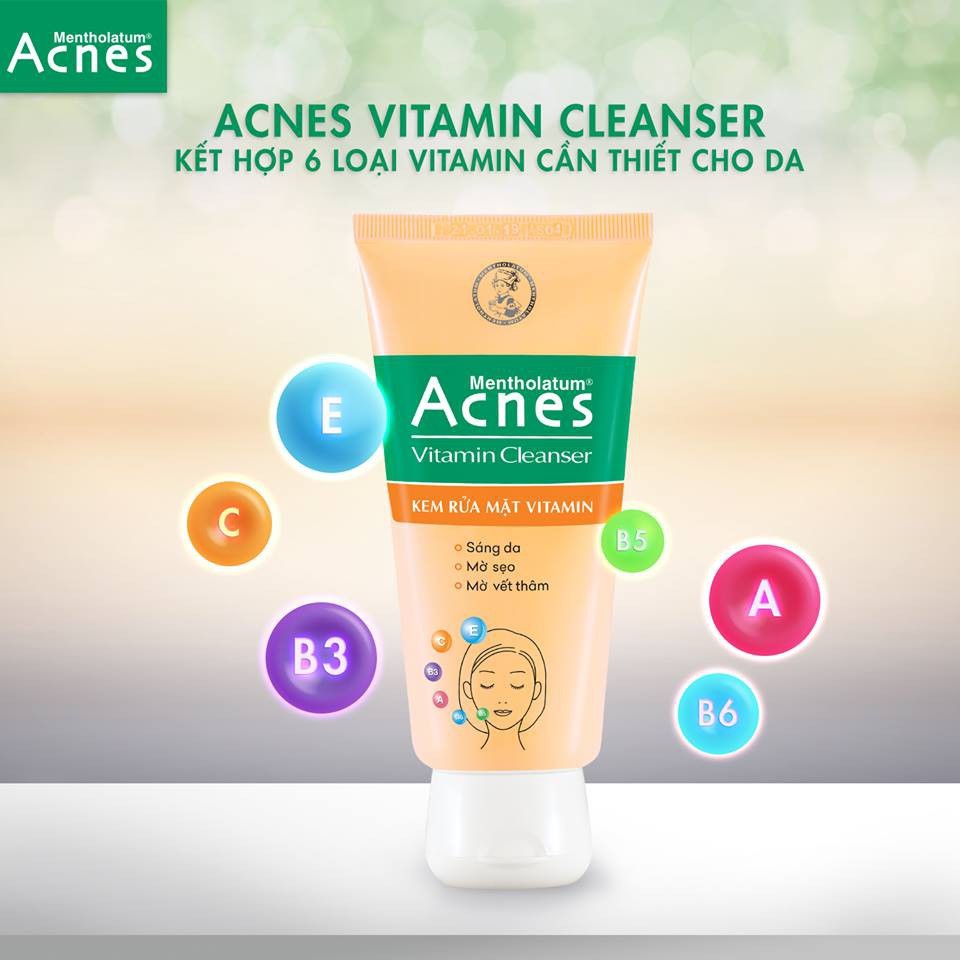 Kem rửa mặt sáng da mờ sẹo và vết thâm Acnes Vitamin Cleanser 50g - 100g