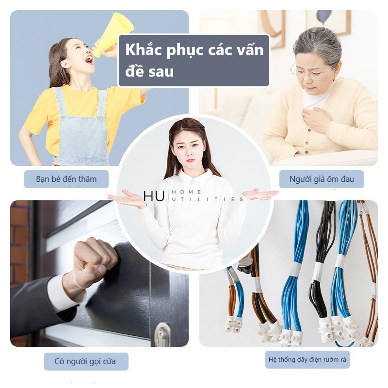 Chuông Cửa Không Dây Không Dùng Pin, Chuông Bấm Vĩnh Cửu Chống Nước Khoảng Cách 200m Báo Động Người Già - Home Utilities