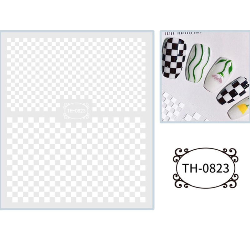 Miếng Dán Trang Trí Móng Tay Họa Tiết Kẻ Ô Vuông / Hình Học Độc Đáo DIY
