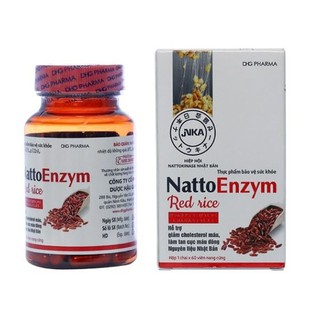 NattoEnzym Red Rice lọ 60 viên sản phẩm hỗ trợ giảm nỗi lo mỡ máu, cục máu đông trong lòng mạch