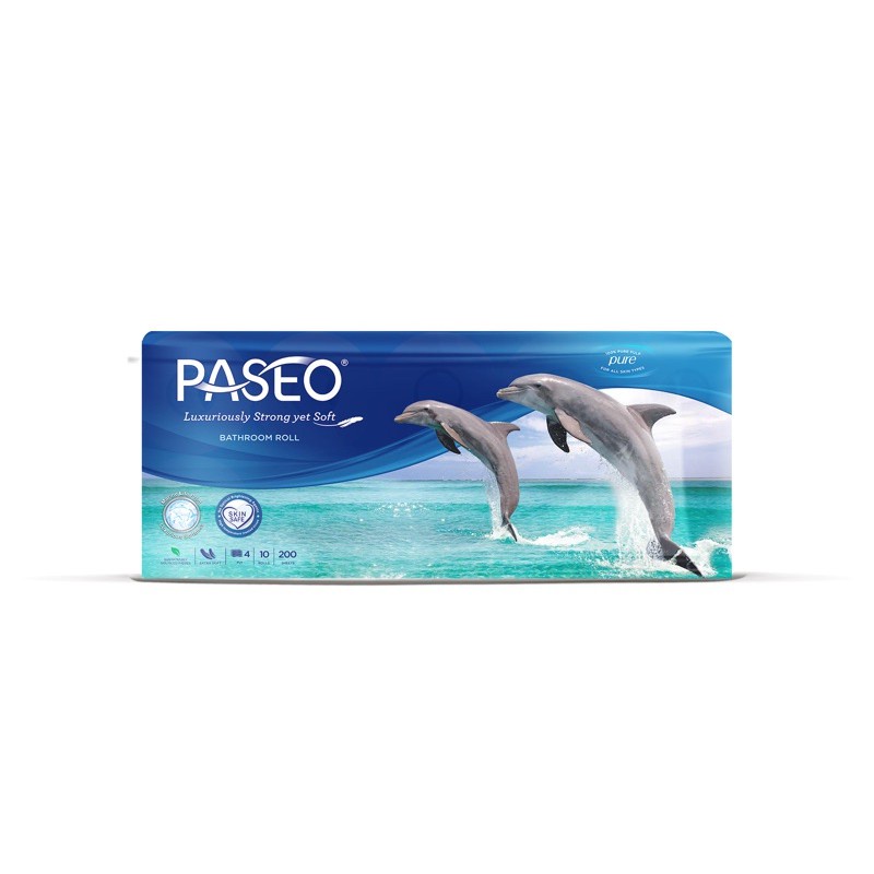 Giấy Vệ Sinh Cao Cấp 4 Lớp Thương Hiệu Paseo Dolphin Cá Heo (10 cuộn )
