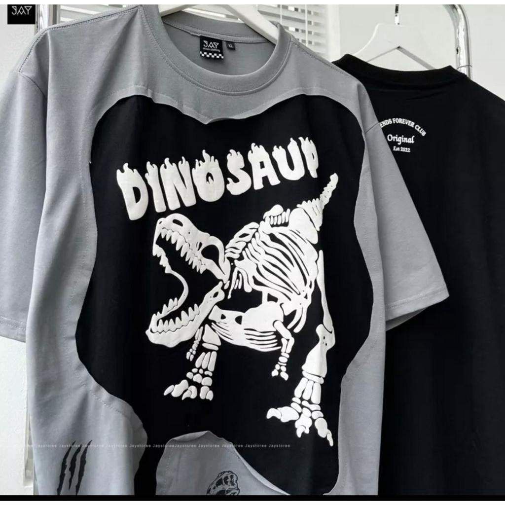 Áo PhônG - Áo Thun Tay Lỡ In Hình Khủng Long Siêu Chất Form Rộng Unisex Nam Nữ Mặc Được