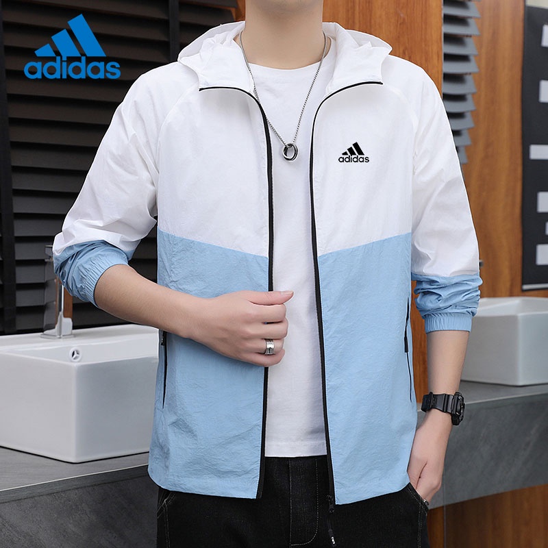 Adidas Áo Khoác Chống Nắng Có Mũ Trùm Đầu Vải Lụa Lạnh Mỏng Thoáng Khí In Logo Thời Trang Mùa Hè Cho Nam Và Nữ