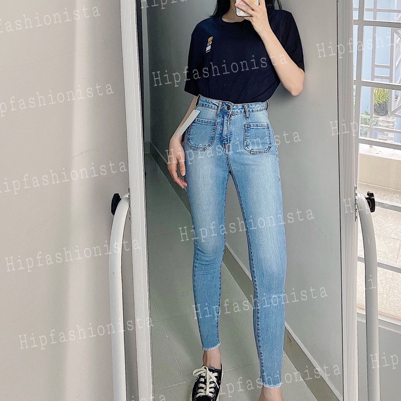 Quần jeans skinny ôm túi nhỏ lai tua 9 tấc, lưng cao tôn dáng, chất jeans dày dặn co giãn thoải mái (hình thật)