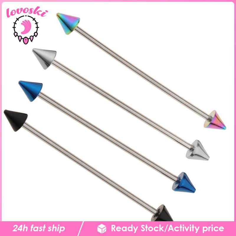 [Lovoski] Set 4 Khuyên Tai Đinh Tán Hình Mũi Tên 14G Thanh Tạ Công Nghiệp 47mm