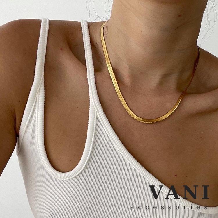 KHÔNG ĐEN GỈ - Vòng Cổ Kim Loại Dẹp Trơn Basic Đơn Giản, Cá Tính - Vani Store - TS000470