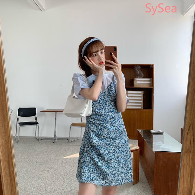 Set đồ hai mảnh áo chiffon + đầm hoa hai dây | BigBuy360 - bigbuy360.vn