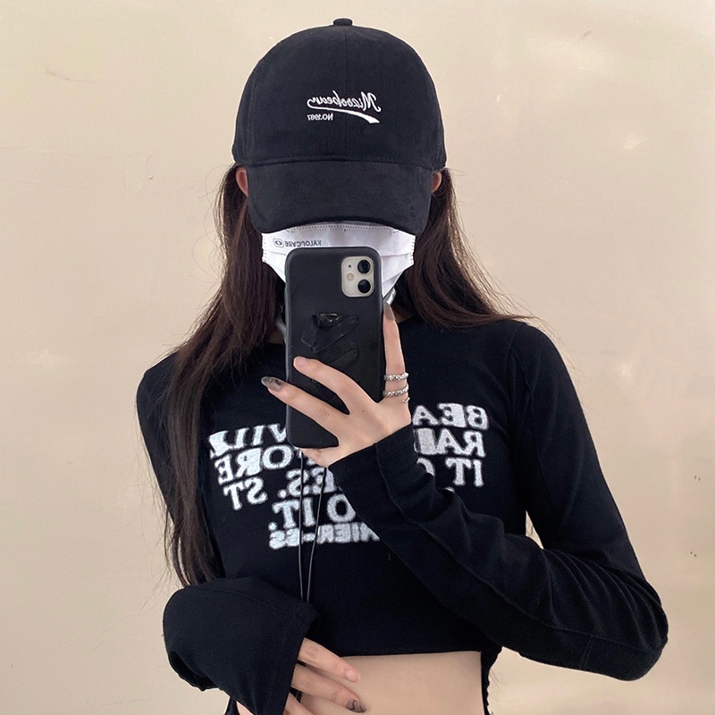 Mũ Lưỡi Trai Mềm Vành Cong In Chữ Thời Trang Bốn Mùa Phong Cách Hàn Quốc Chất Lượng Cao