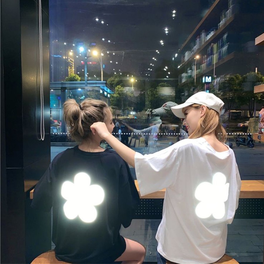 Áo thun Phản Quang Tay Lỡ Unisex Nam Nữ Cỏ 5 lá