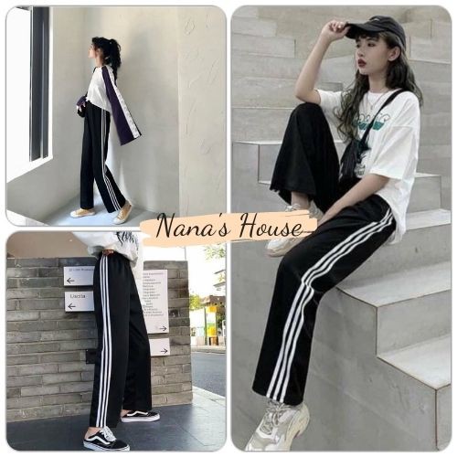 Quần Thể Thao Nữ Ống Suông 3 Sọc  Nana's House - FREESHIP  Quần thun nữ ống suông Sport