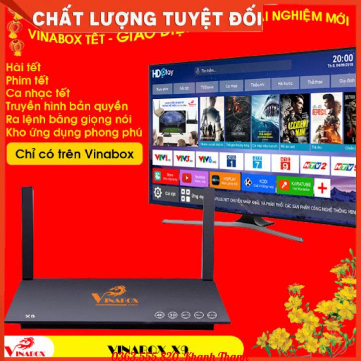 TV BOX VINABOX X9 (Rockchip RK 3229/Mail 450MP/2G/16G) - Hỗ trợ điều khiển giọng nói - Bảo hành 12 tháng