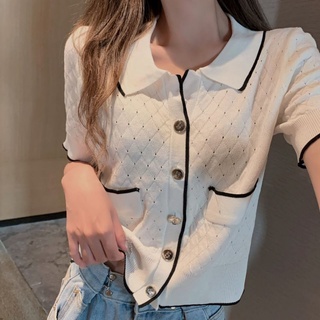 Áo montoghi trám viền cổ bẻ Quảng châu